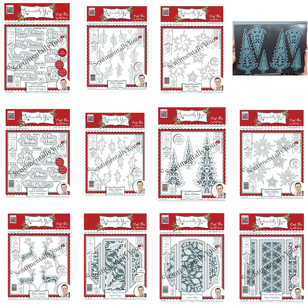 Christmas Greetings Elk Pine Tree Metal Cutting Dies for Clear Stamps 2026 New Handmade DIY Photo Album Scrapbooking Decoration