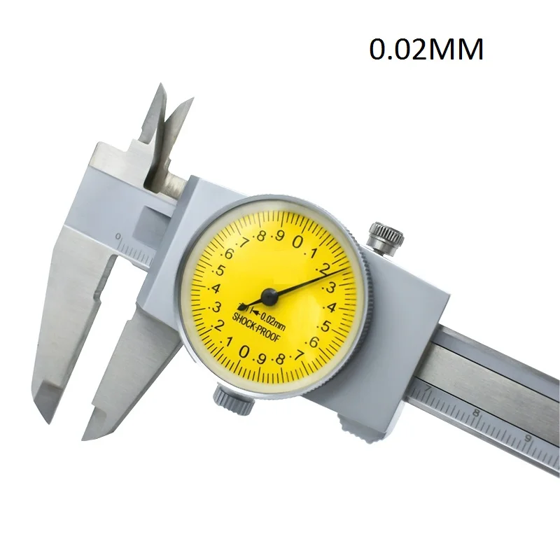 0-300MM 0.02MM stainless steel dial vernier calipers with watch shock proof laser scale line slide gauge indicator dial slide ca
