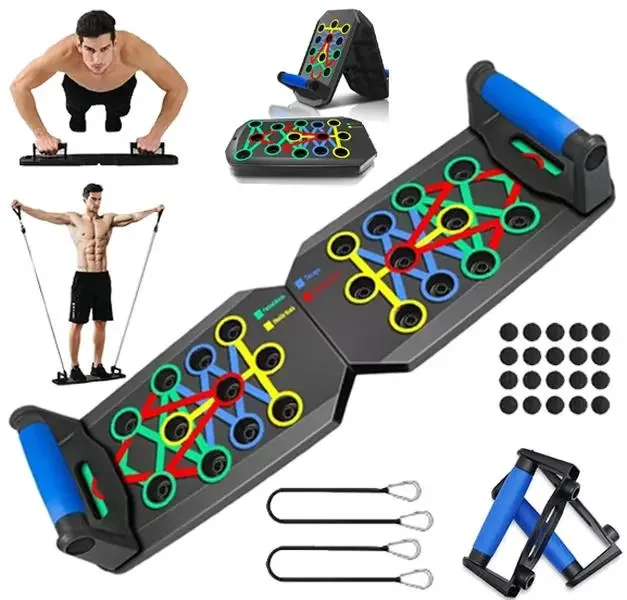 Multi Function Push Up Board Adjustable Color Coded Chest Shoulder Arm Triceps Trainer Portable Foldable Home Gym Strength Workout Equipment