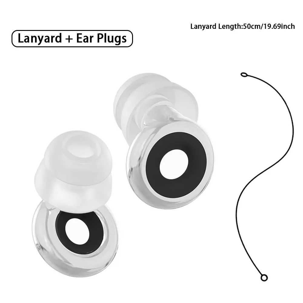 Double Layer Ear Plugs with Silicone Lanyard Set - Ideal for Swimming Sleeping Learning Concerts Motorcyclists And More