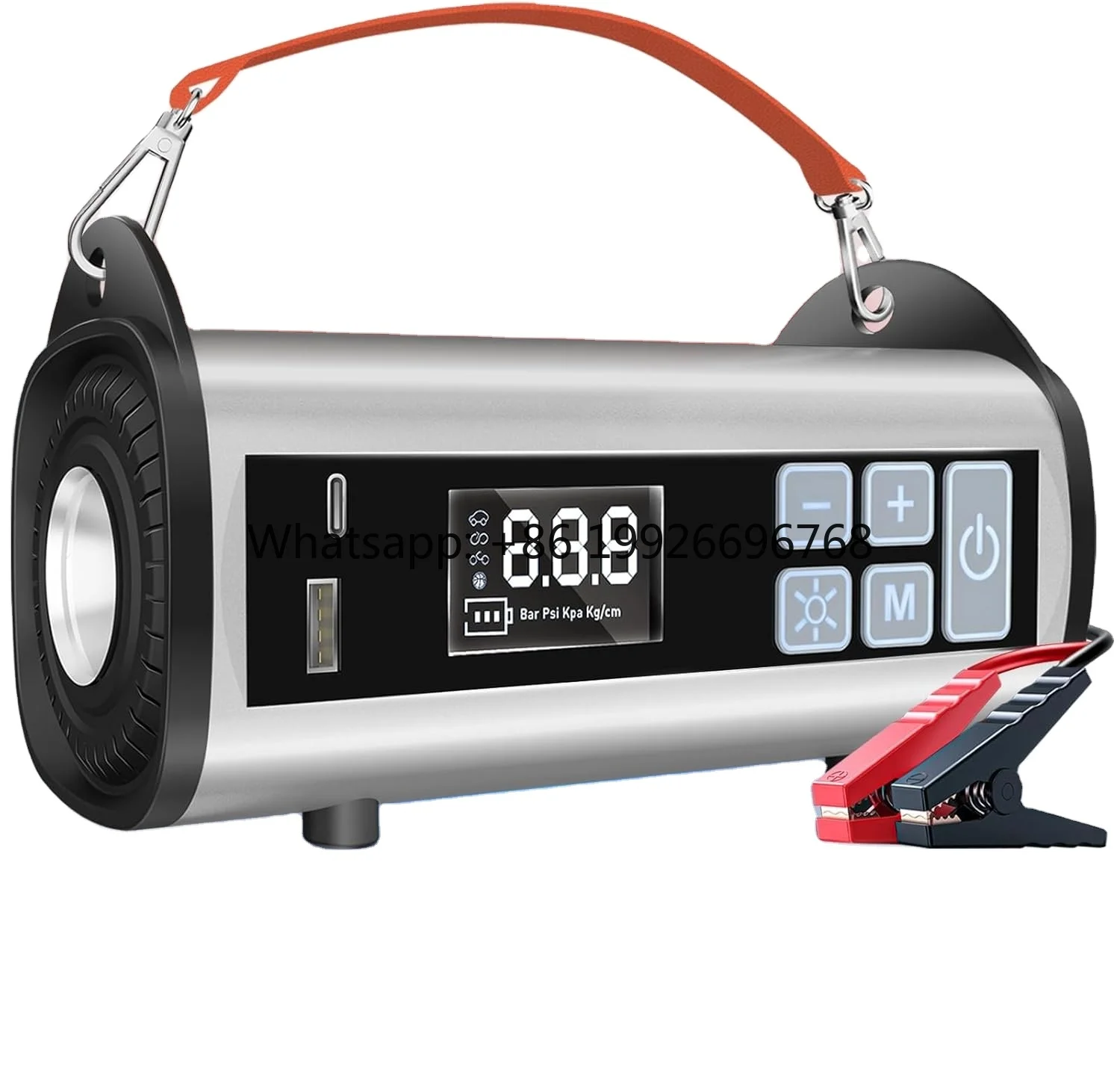 

Portable Car Inflator Jump Starter 15V Emerncy Tools LED Tire Pressure Monitor Highlighted Power With Outdoor Camping Lights