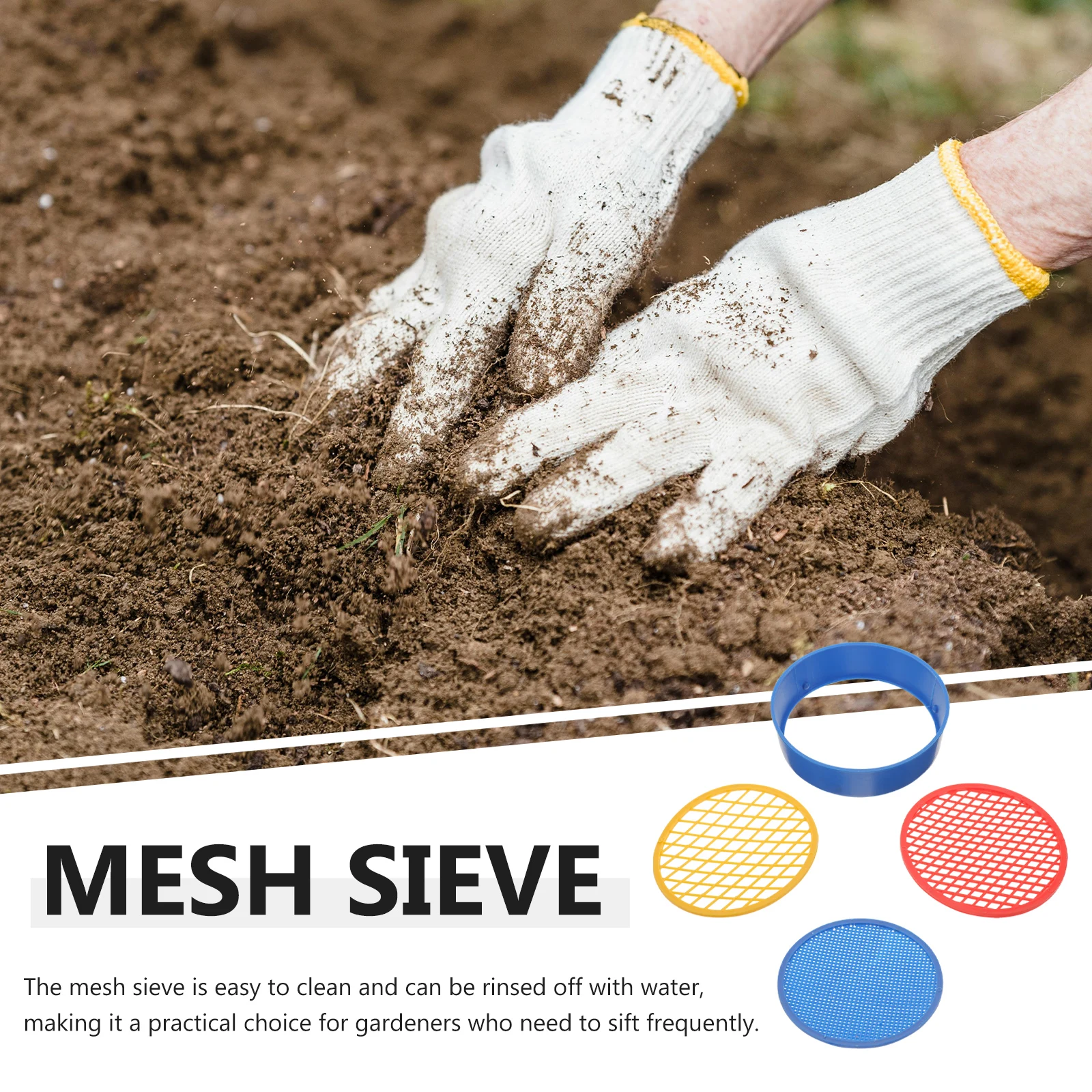 

3 Sets Soil Sieve Garden Tool Lightweight Sifting Rocks Gardening Supplies Plastic Mesh for Handheld
