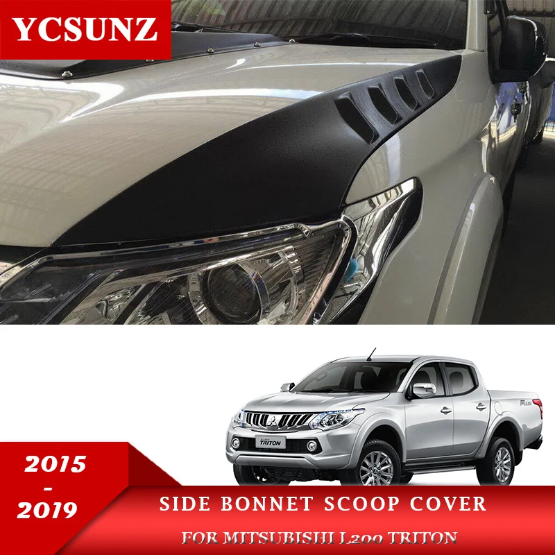 Matte Black Side Bonnet Scoop Cover For Mitsubishi l200 Triton 2015 2016 2017 2018 2019 Strada Double Cab Car Accessories Ycsunz