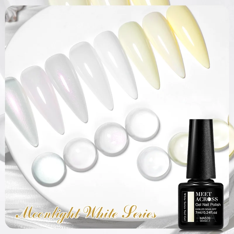 MEET ACROSS 7ml Moonnight blanc Gel ongles Polsih printemps été populaire translucide gelée Gel ongles tremper UV Gel Nail Art