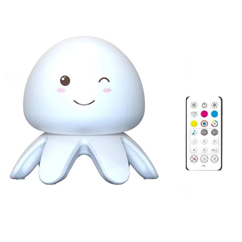 

Jellyfish Night Lamp With Remote Control Color Changing 1200Mah USB Rechargeable Silicone Bedside Light