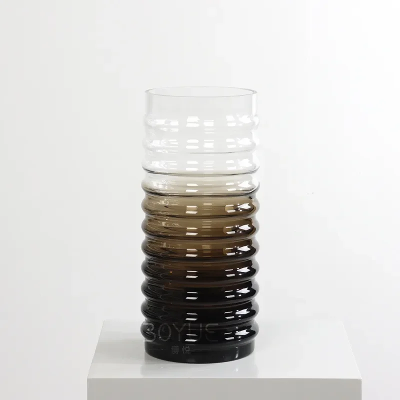 Modern Brown Glazed Ceramic Vase Cascading Gradient Design Creative Home Decor for Living Room Entrance Office Model Room
