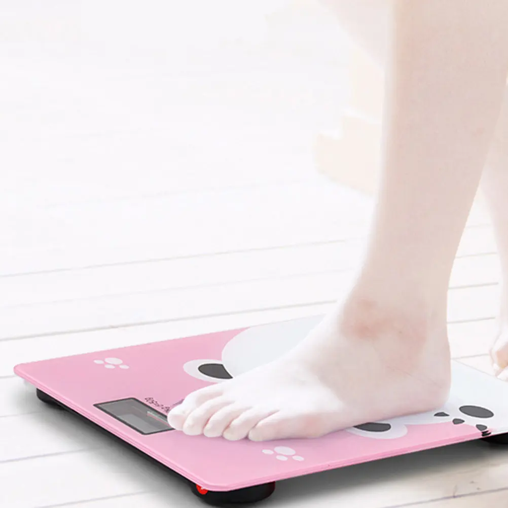 Digital Infant Scale Pink Ultra Flat Design Tempered Glass Weight Scale 180Kg Max Load Big Clear LCD for Baby Toddler Adult Pet