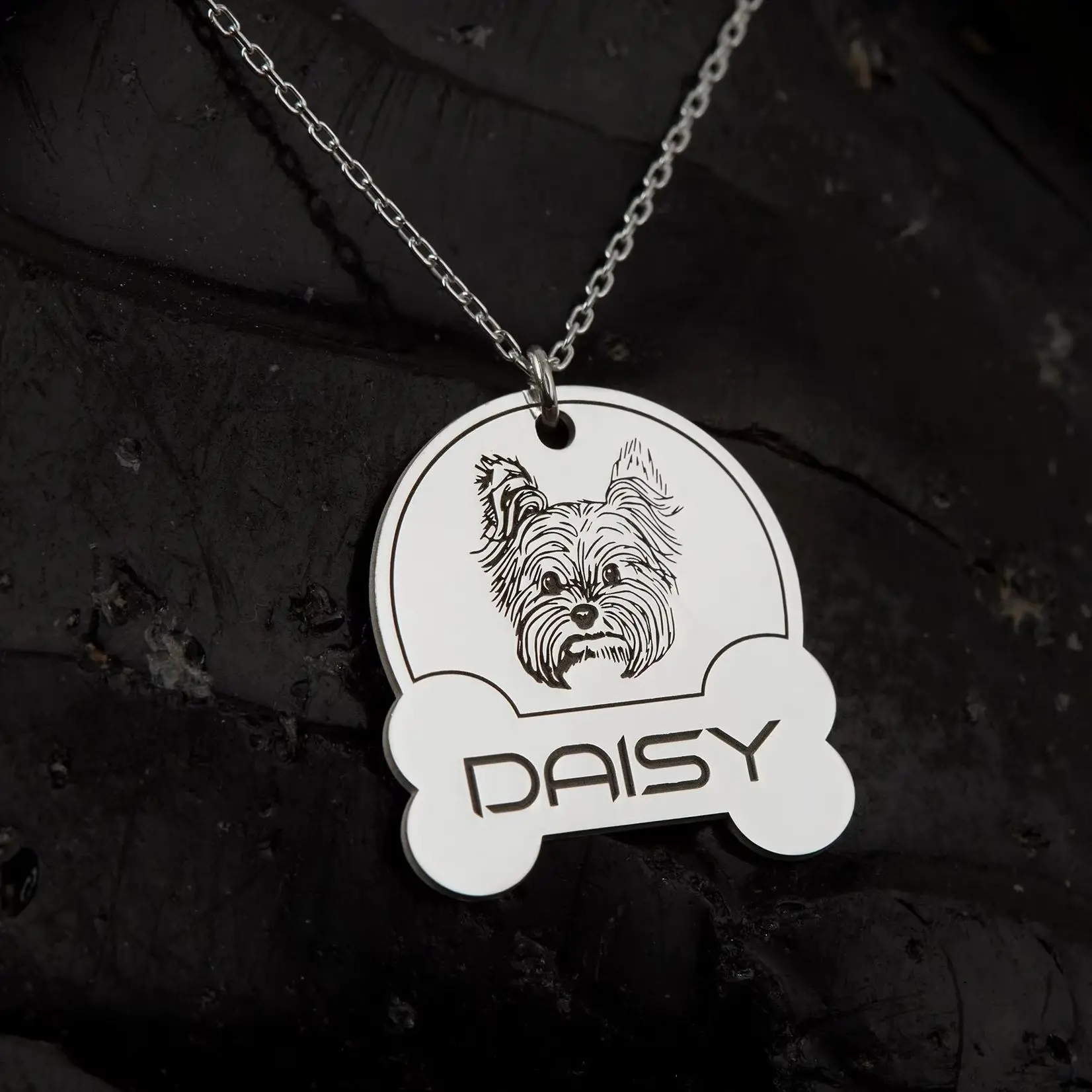 Pet Photo Engraving Jewelry Stainless steel Necklace Custom Pet Portrait Dog Necklace Remembrance Pendant Gift for Pet Lover