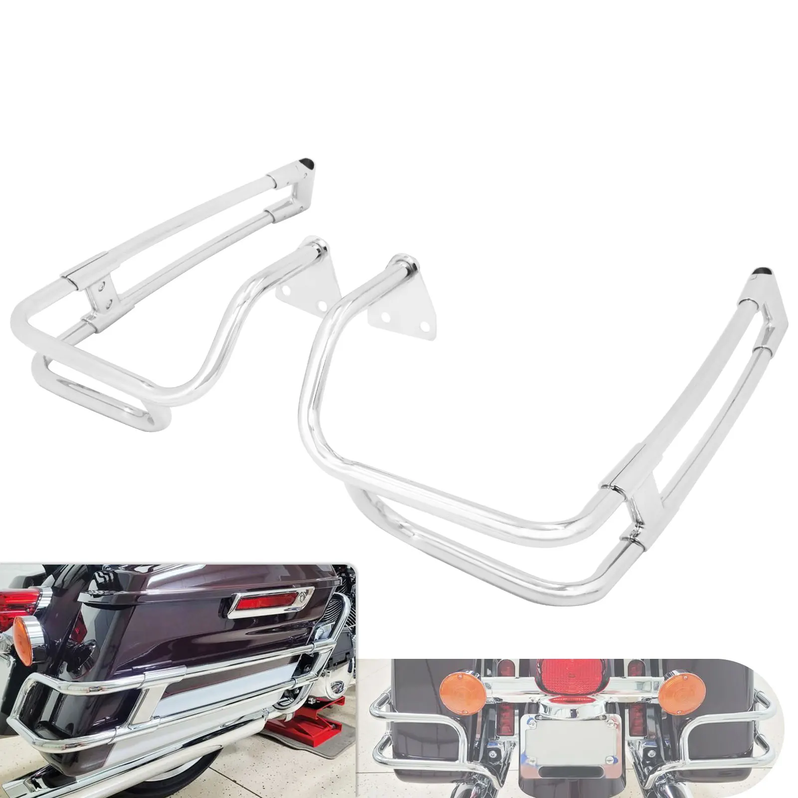 Protezioni Cromate Rigide per Borse Laterali Moto Harley Touring Road King Glide 2014-2025 - Spedizione Veloce da Magazzino EU
