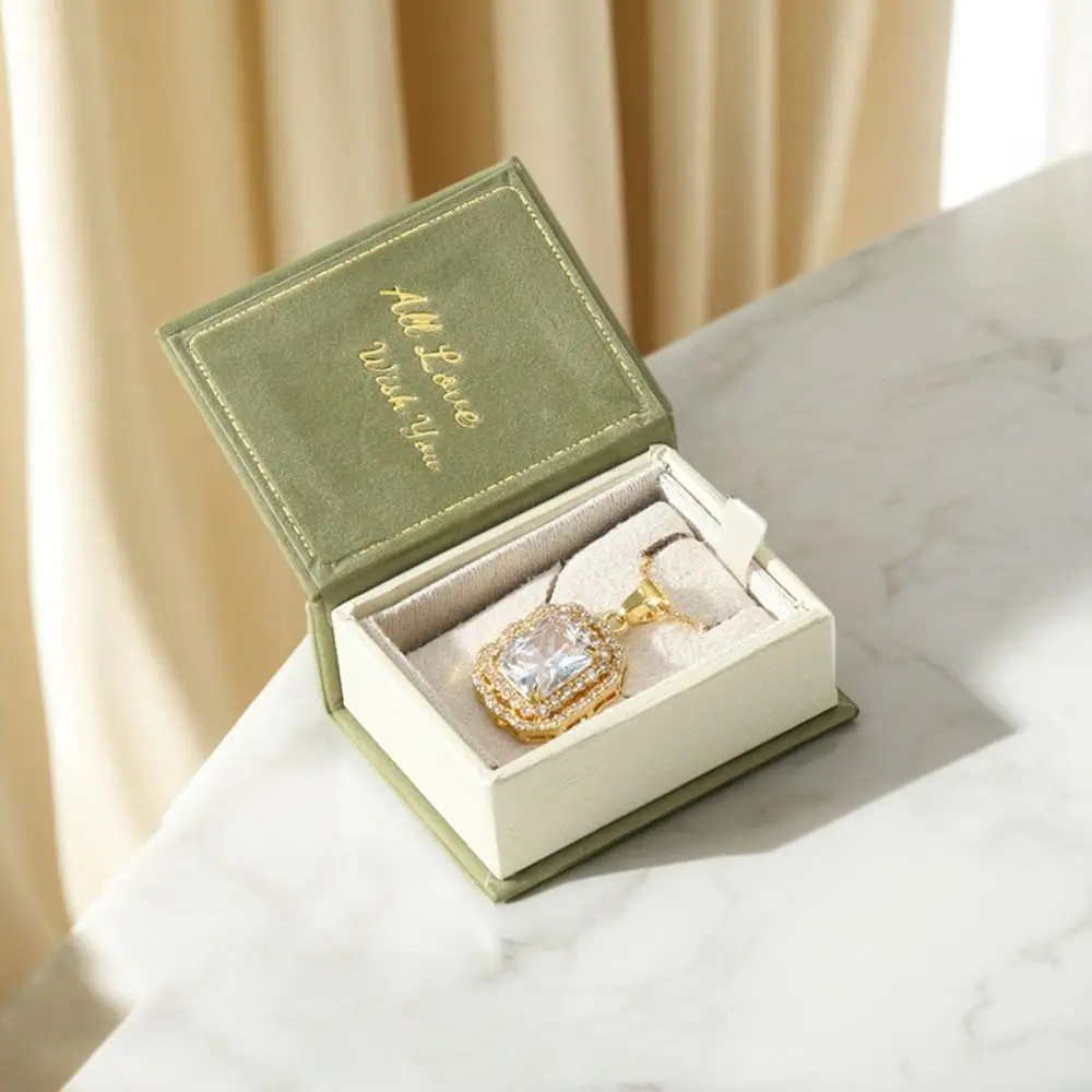 Small Creative Book Shape Ring Box Flip Lid Velvet Engagement Ring Case Storage Box Magnetic Jewelry Packaging Travel