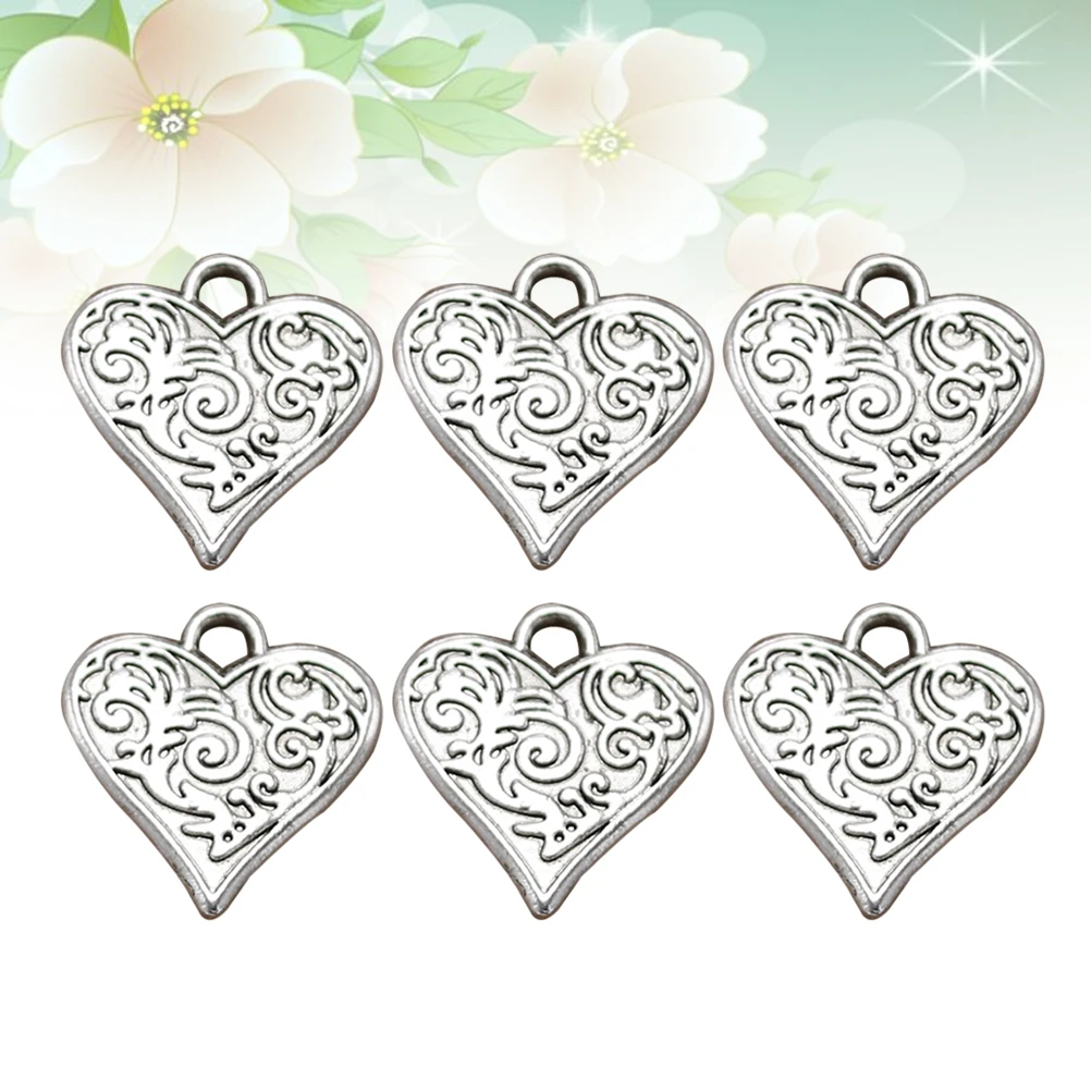 

20 Pcs Heart-shaped Pendant Ornament Jewelry Making Pendants Charm Alloy DIY Charms