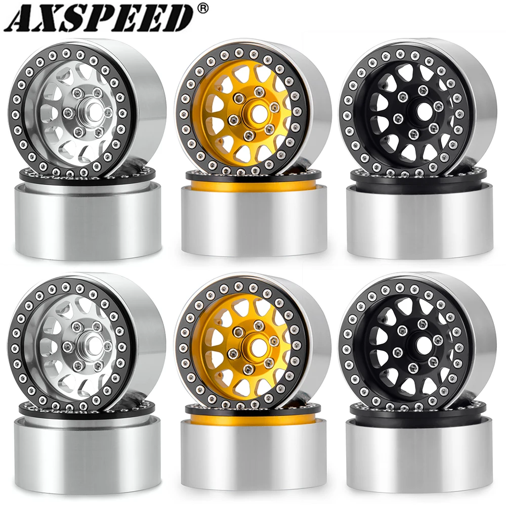 AXSPEED 1.9 Beadlock Wheels Rims Deep Dish Negative Offset 10mm Wheel Hub for 1/10 SCX10 TRX4 TRX6 D90 VS4-10 Gen8 MST Parts