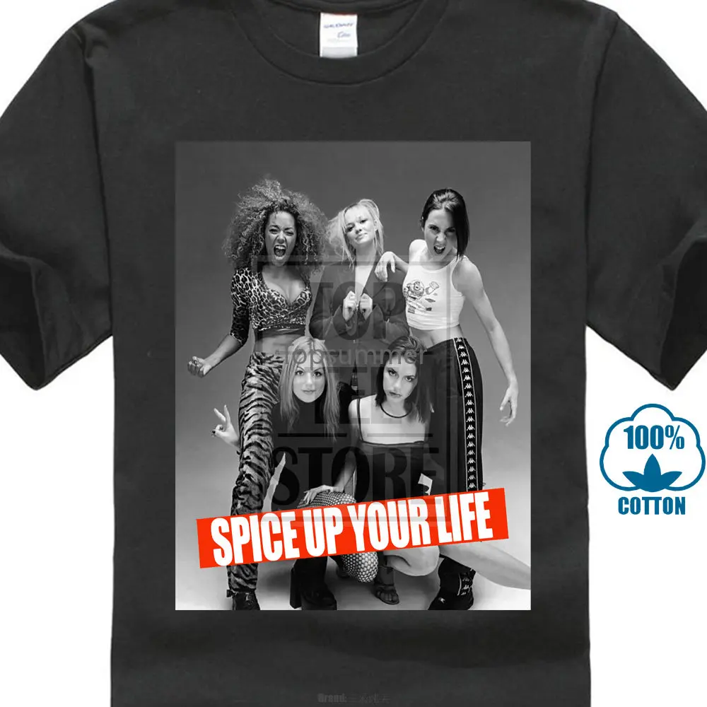 Spice Girls Men\'S Black Tees T Shirt Clothing T Shirt O Neck Fashion Casual High Quality Print T Shirt Print T Shirt Men