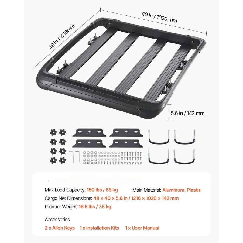Factory Hot Sale-High Quality 11. Inch Universal -Rust Alloy Steel Roof Rack Basket Car Top Lage Holder Fit SUV Rooftop Cargo St
