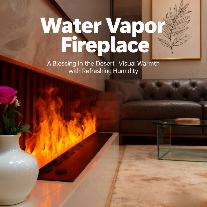 

New 3D realistic flame water vapor fireplace humidifier,silent water mist, Remote Control Operation - Convenience from Your Spot