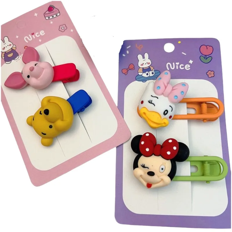 Disney Minnie Mouse Pooh Bear Daisy Duck maialino Cartoon Cute tridimensionale Doll Hairpin Clip per capelli rotti per bambini