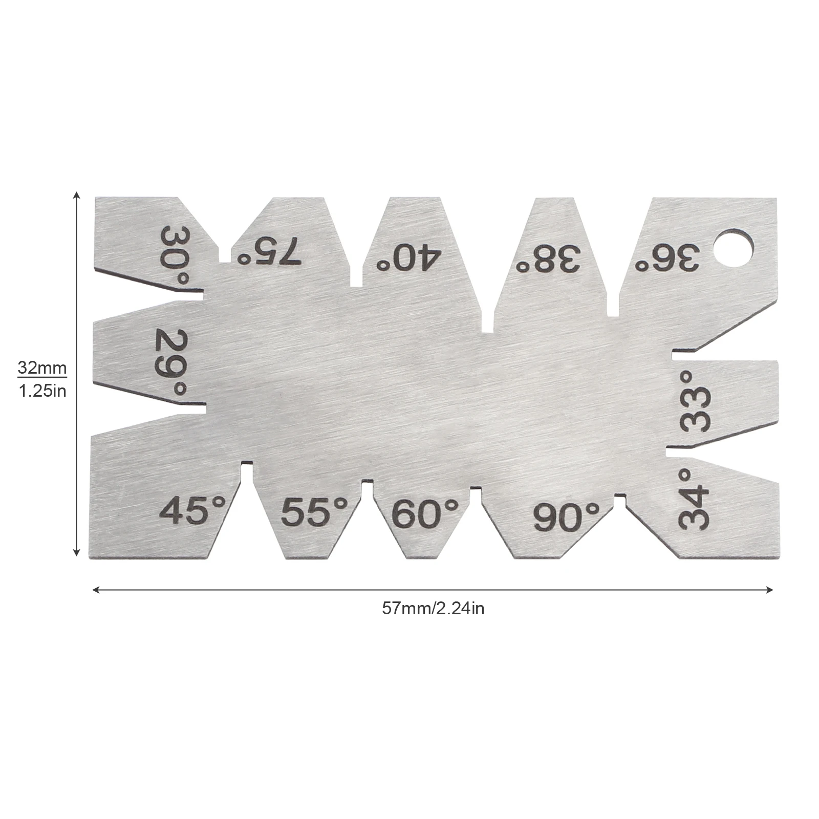 Stainless Steel 29 to 90 Degree Screw Thread Gauge Angle Tool Plate 1.2mm Thickness Multiple Angle Lathes for Industrial Measure