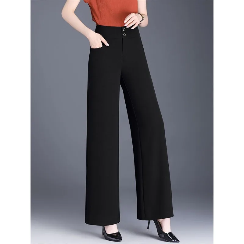 Ice Silk Straight-leg Pants Casual Wide-leg Pants Nine-point Summer Suit Pants Thin Style to Make You Look Thin WJ269