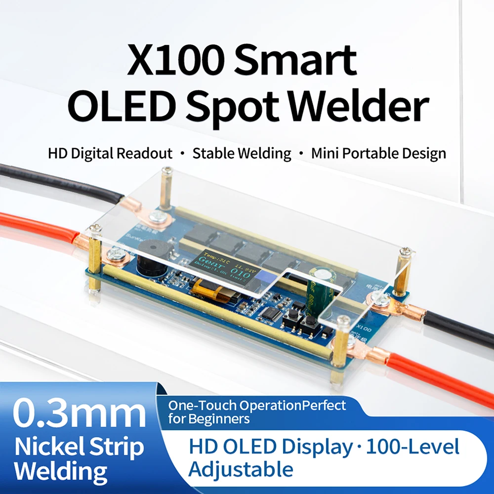 X100 12V Portable Spot Welder DIY Kit, LCD Display Lithium-Ion Battery Spot Welder, 100-Level Adjustable Power Spot Welder