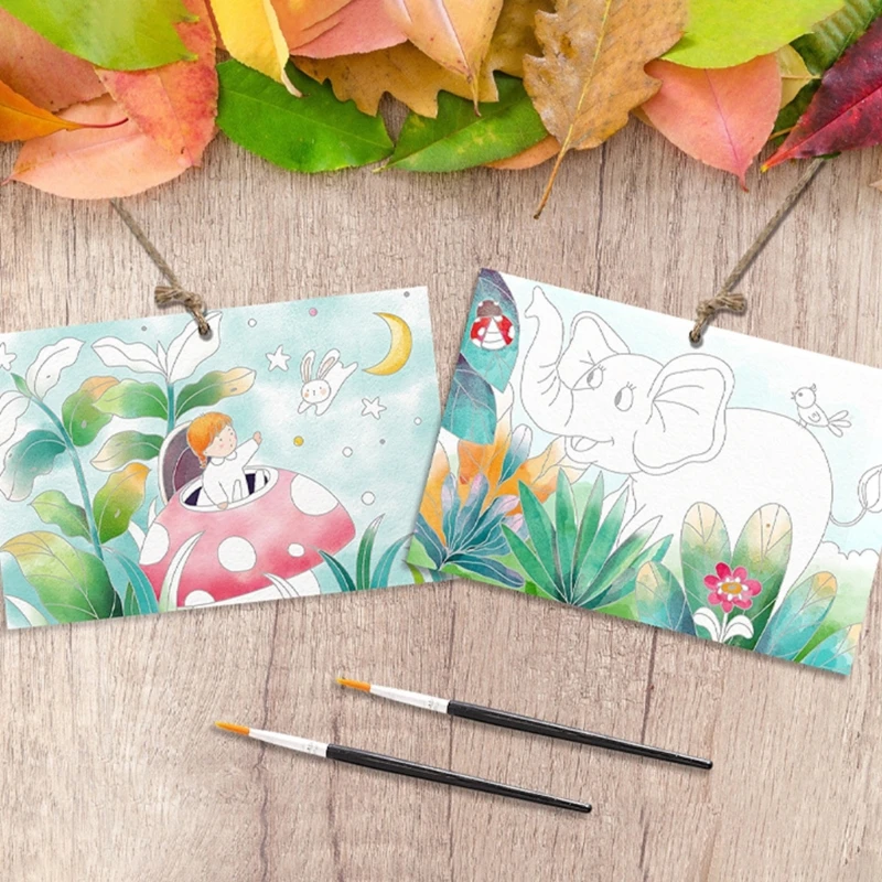 Set multiuso colori ad acquerello con accessori in carta per bambini Tema foreste animali Colore vibrante per uso 85LE