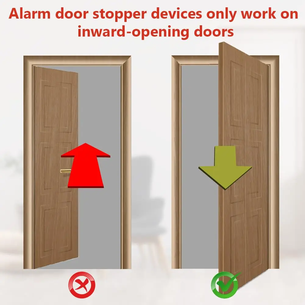 Door Stop Alarm,Portable Door Lock Brace,Adjustable Non-Slip Door Jammer Personal Protection Home Security for Hotel Travel image 3