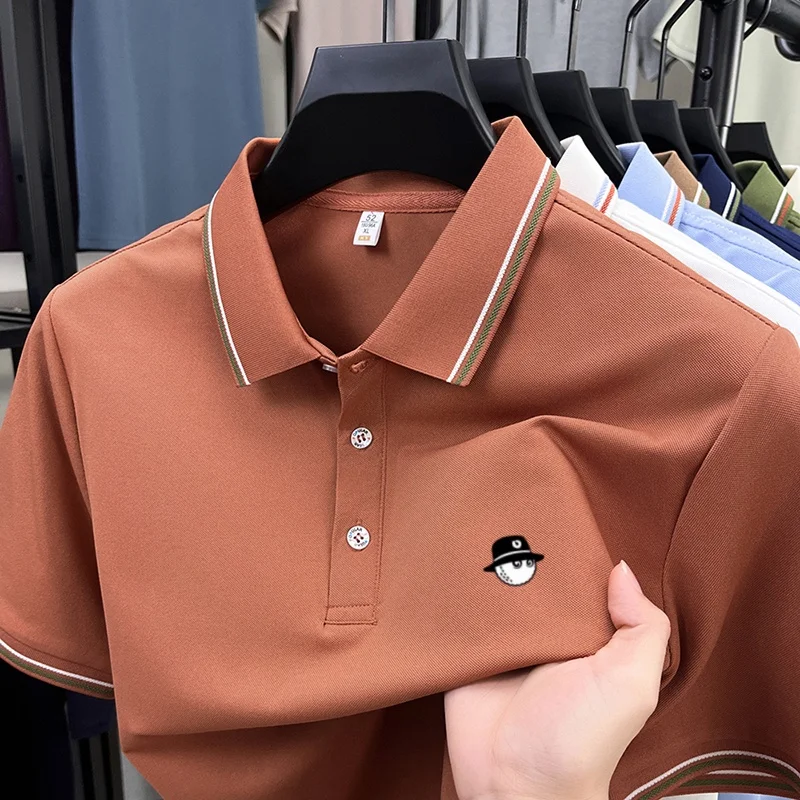 Luxurious design printed men's polo shirt business casual short sleeved T-shirt breathable comfortable fashionable high-end top