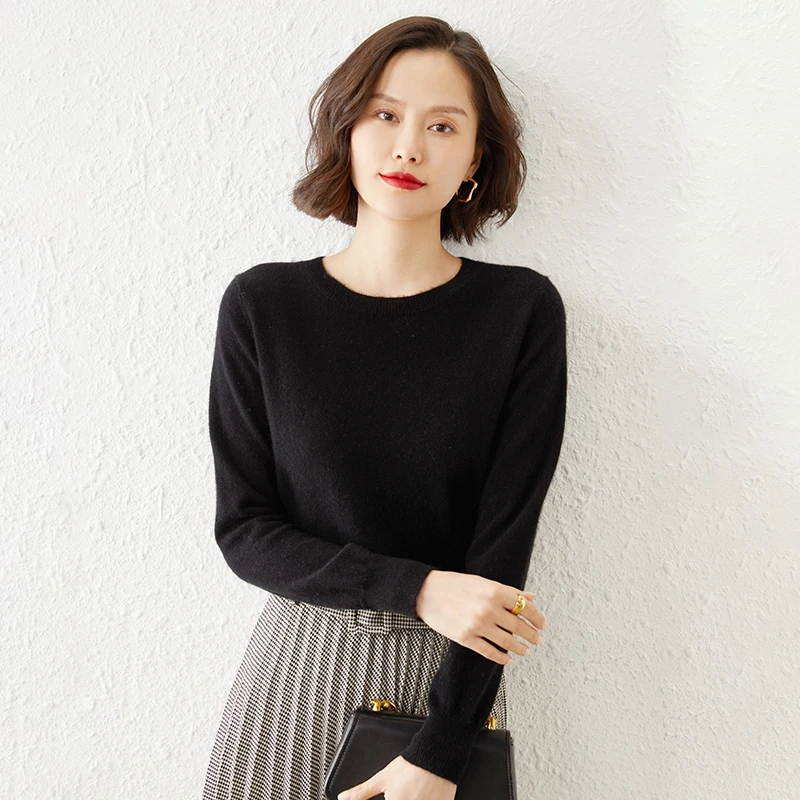 Explosive Economic Spring And Autumn New Crewneck Knitwear Matching Slim Sweater Solid Color Base Shirt Women ZHI DI 010