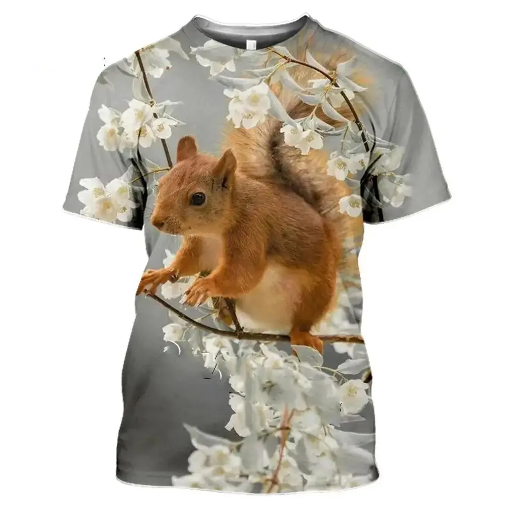 Animal Squirrel Pattern 3D Print T-Shirts Summer Men Women Short Sleeve T Shirt Oversized Harajuku Y2k Tees Tops Kids Clothing