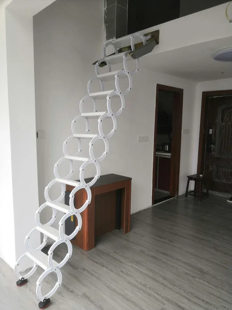 Upturned attic telescopic staircase household indoor and outdoor lifting contraction folding