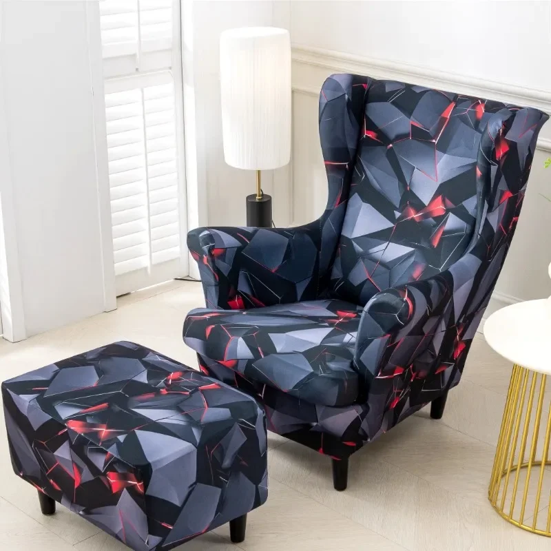 Leaves Bird Cactus Washable Removable Armchair Seat Cover Elastic Floral Wing Chair Cover Spandex Non-Slip Single Sofa Slipcover