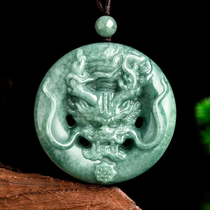 Real Natural Green Jade Zodiac Sign Loong Pendant Necklace Carved Charm Jewelry Fashion Amulet Gifts for Men Women Gemstone