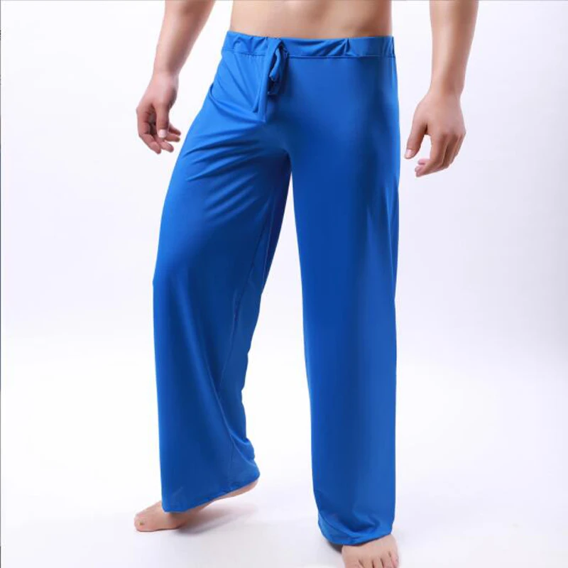 Pijama Hombre Mens Pajama Pants Casual Loose Men's Satin Silk Lounge Pants Men Sleep Bottoms Viscose Home Pants Sexy Nightwear