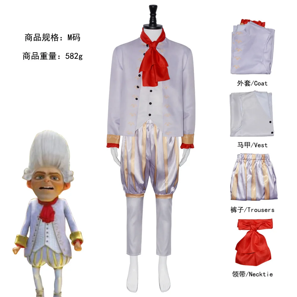 Monster Rumpelstiltskin Cosplay Costume White Rumpel Stiltskin Halloween Role Playing  Chef Dwarf Fancy Uniform