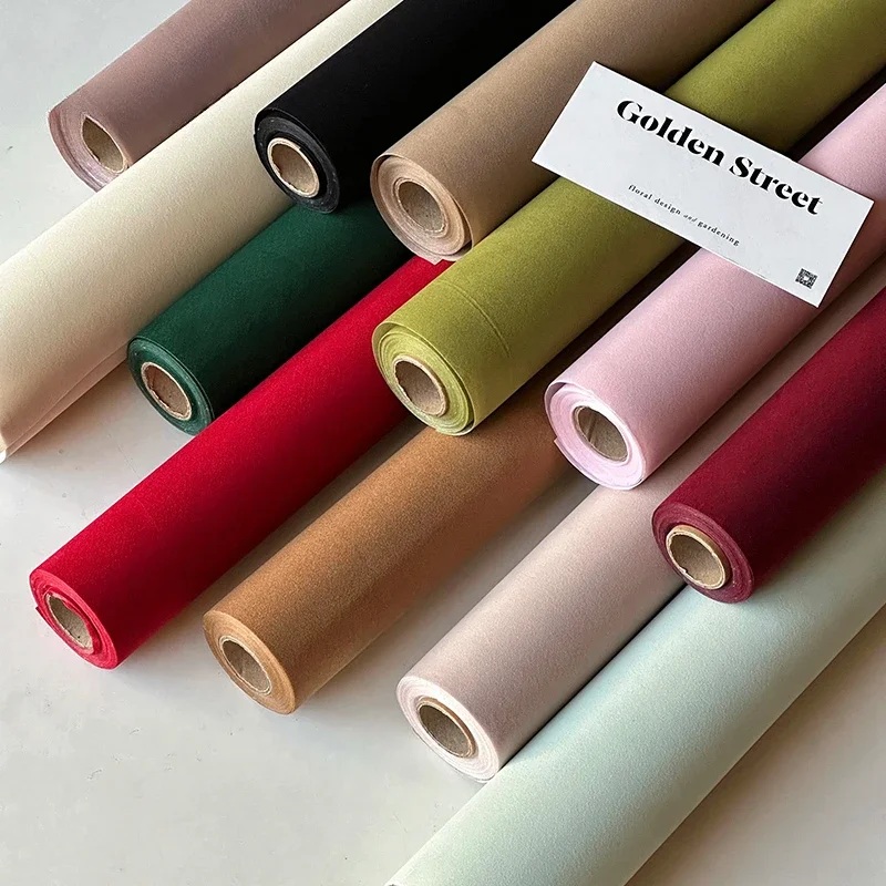 53cm*6yard Swan Velvet Fabric Flower Packaging Paper New Solid Color Bouquet Packaging Papers Floral Gift Packaging Paper