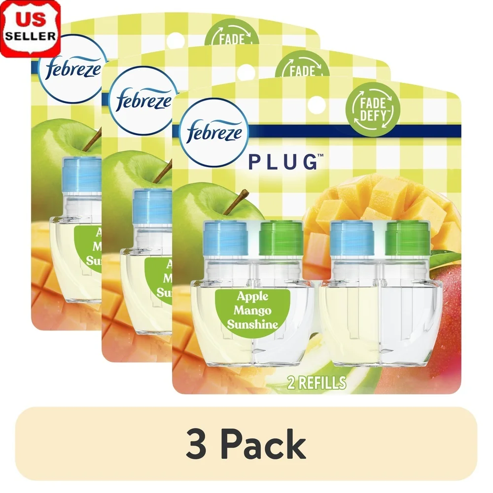 

3-пакетный подключаемый освежитель воздуха, средство для устранения запахов, яблоко, манго, аромат солнца, автоматический индикатор низкого уровня, идеальная пружина