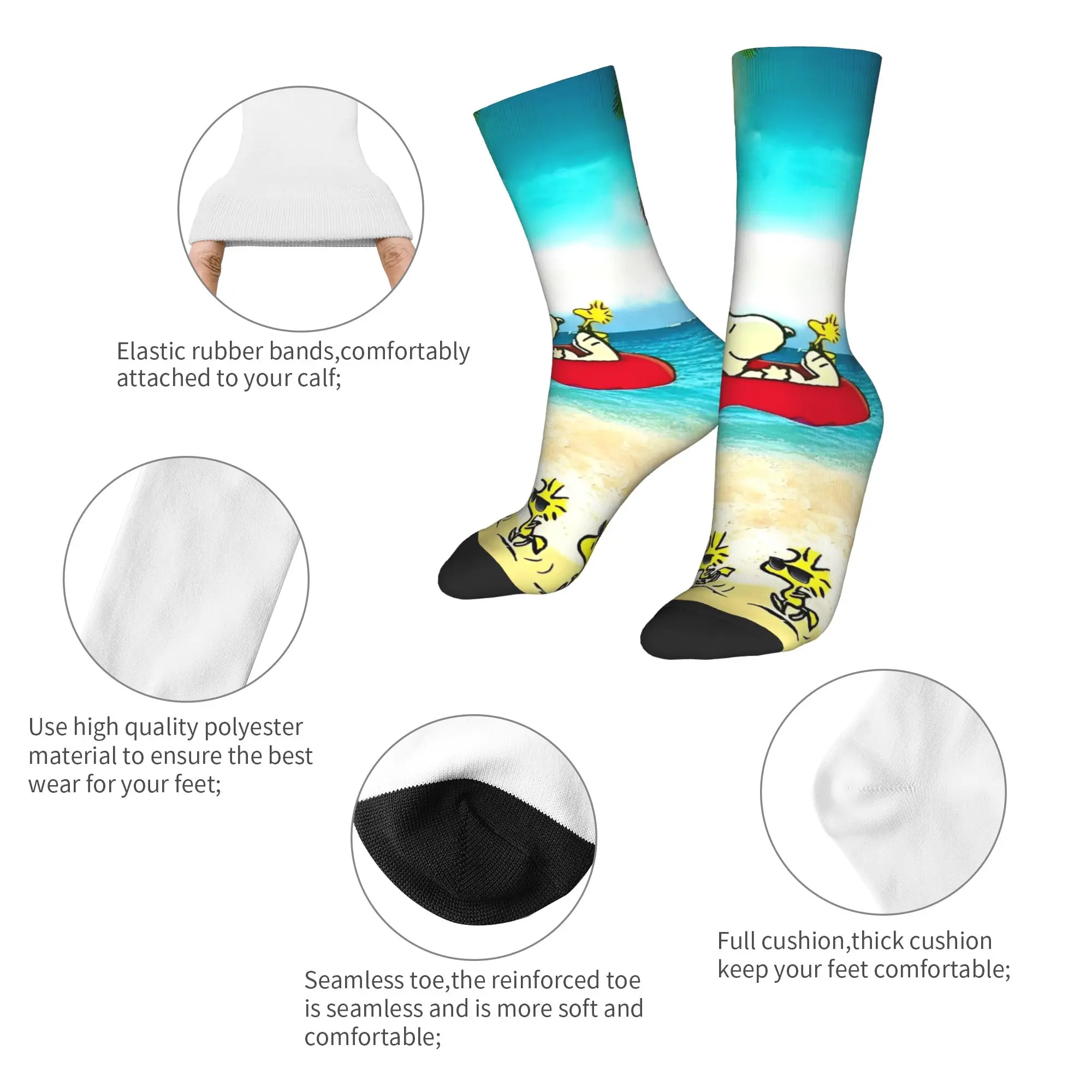 Calcetines de maní Woodstock con amigos, medias informales, calcetines antibacterianos de primavera para hombre, calcetines de ciclismo de diseño suave