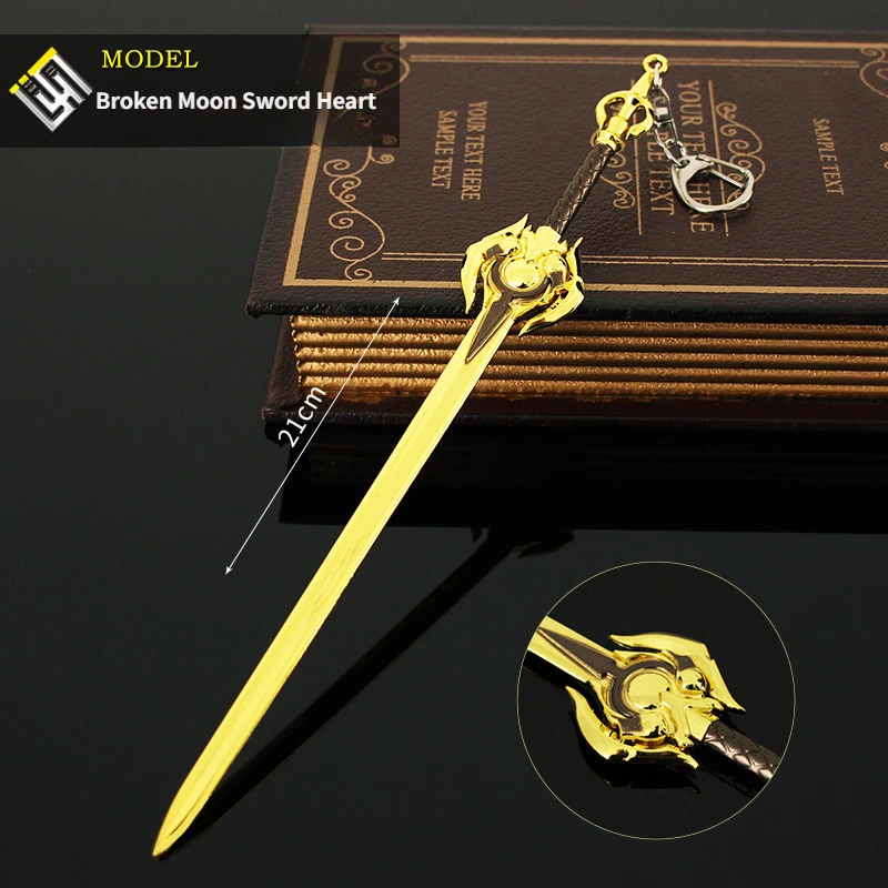 Armes périphériques du jeu King Glory en alliage de zinc, épée de lune cassée, modèle d'arme de coeur, collection de jouets cadeaux, 21cm, Li Bai Peerless