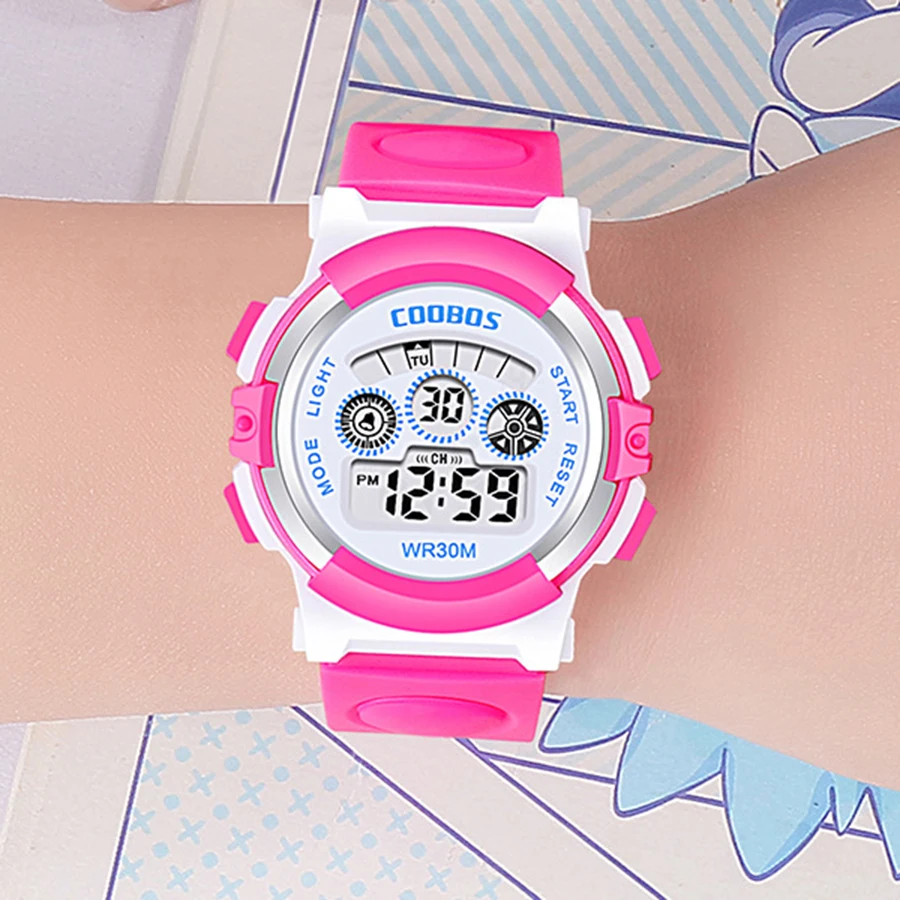 Student Electronic Watch Waterproof Sports Children Watch Glow Multi Function Boys Girls Digital Watch Seven Colors Light Gift