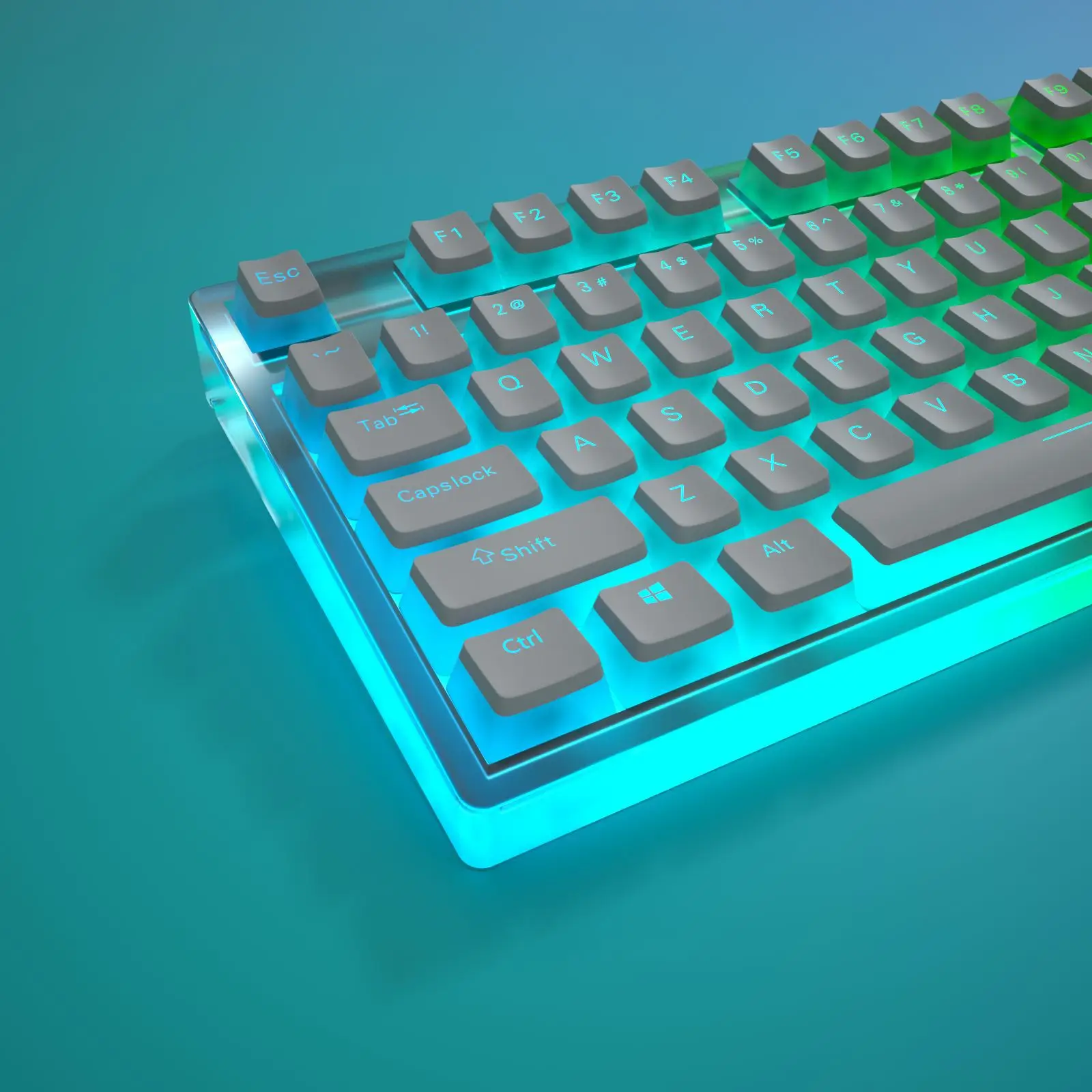 GOODGAO-Cap Teclado Mecânico, PBT Dual Color, Semi Transparente, Layout Inglês, Altura Original, 129 Chaves