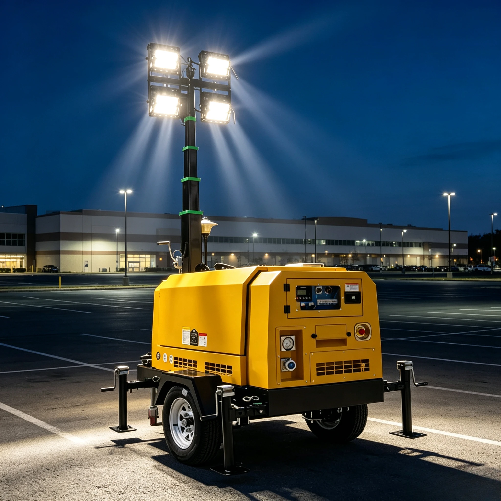 6 Meters Telescopic High Mast Generators LED Lights Tower Mobile 9kw 10kw Diesel Generator Light Tower Outdoor Customized