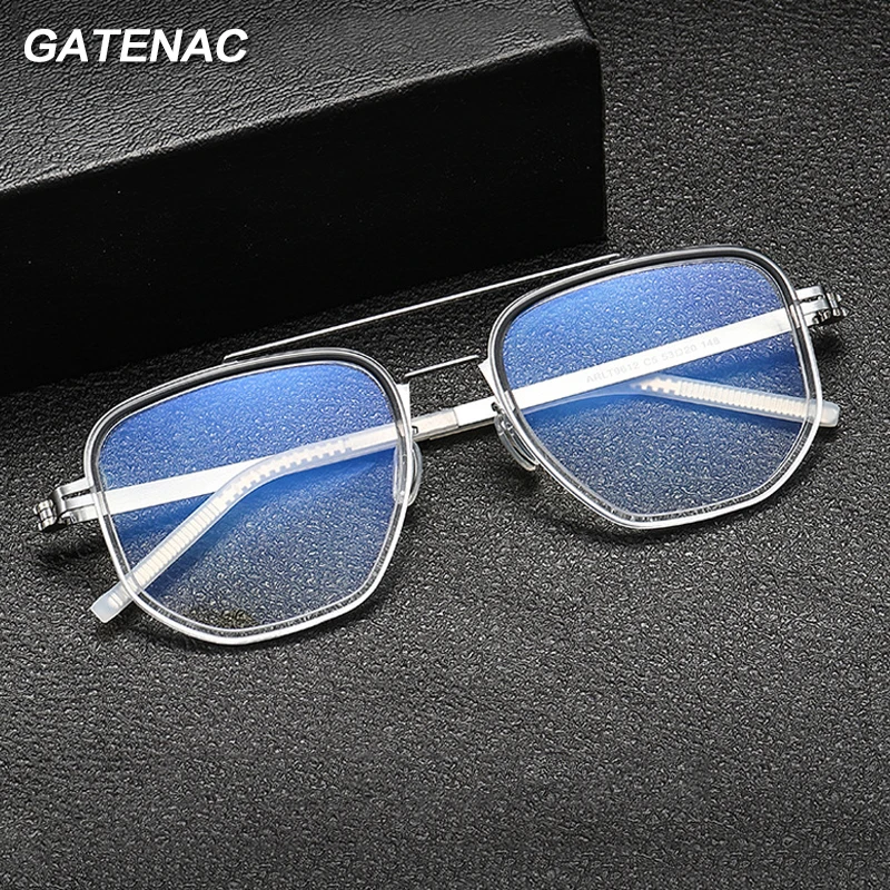 Vintage Screwless Acetate Eyeglasses Frame Men Pilot Prescription Myopia Glasses Frame Women Luxury Brand Designer Korea Eyewear