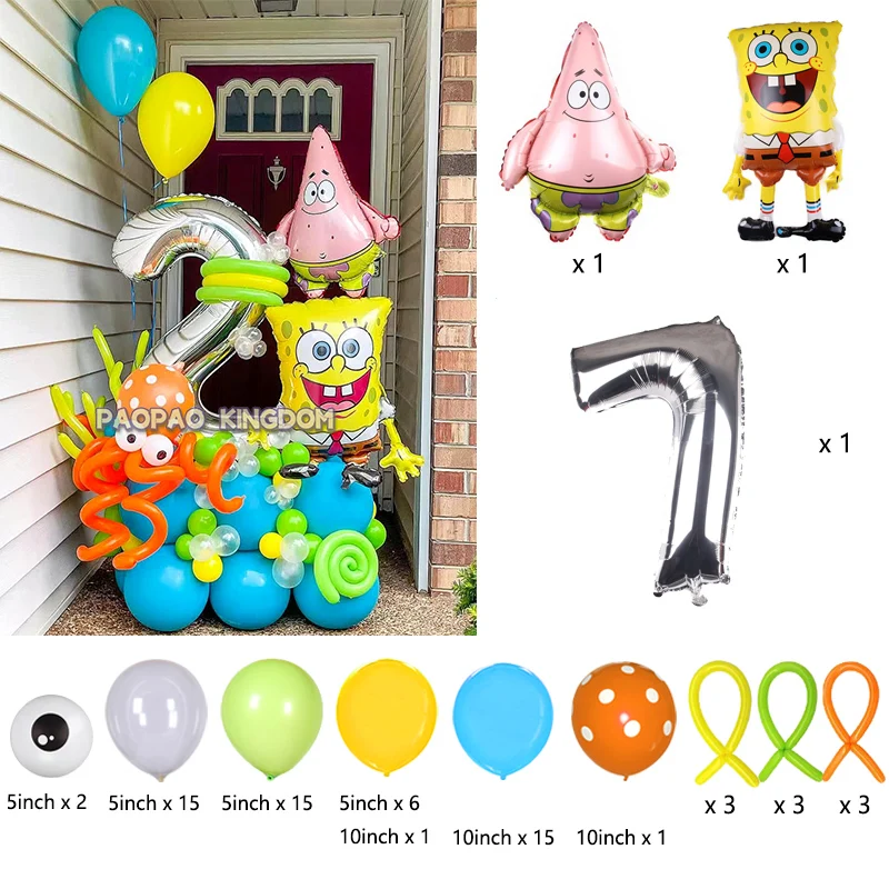 SpongeBob Schwammkopf Folienballon-Set Niedliche Cartoon-Ballons für Kinder Jungen Mädchen Geburtstagsfeier Dekorationen – Detail 7