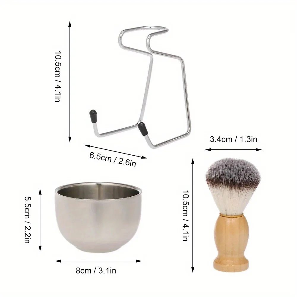 サポートベース付きの男性用シェービングセット,顔の毛を洗うためのシェービングキット,あごひげとブラシ,石鹸ボウル