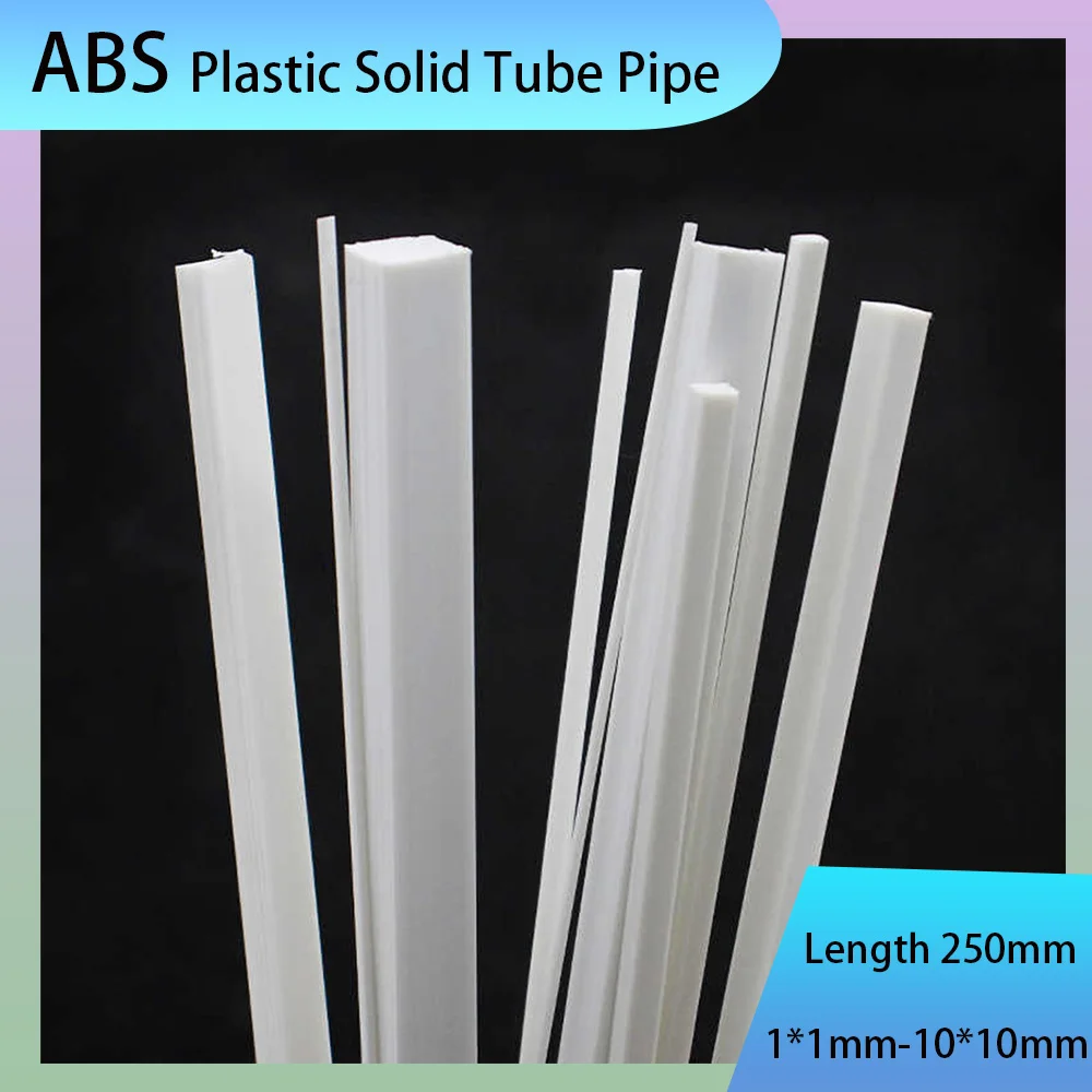 10/20/30/40Pcs Length 250mm White 1*1mm-10*10mm Square ABS Plastic Solid Tube Pipe DIY Material For Model Part Accessories