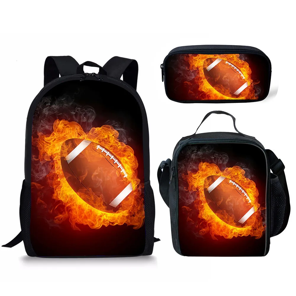 

Cartoon American Football Rugby 3pcs/Set Backpack 3D Print School Student Bookbag Anime Laptop Daypack Lunch Bag Pencil Case