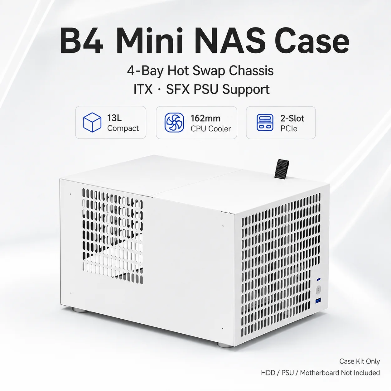 B4 4-Bay Mini NAS Case Hot Swap SATA Backplane ITX Chassis SFX PSU Support 13L Home Storage Server Case