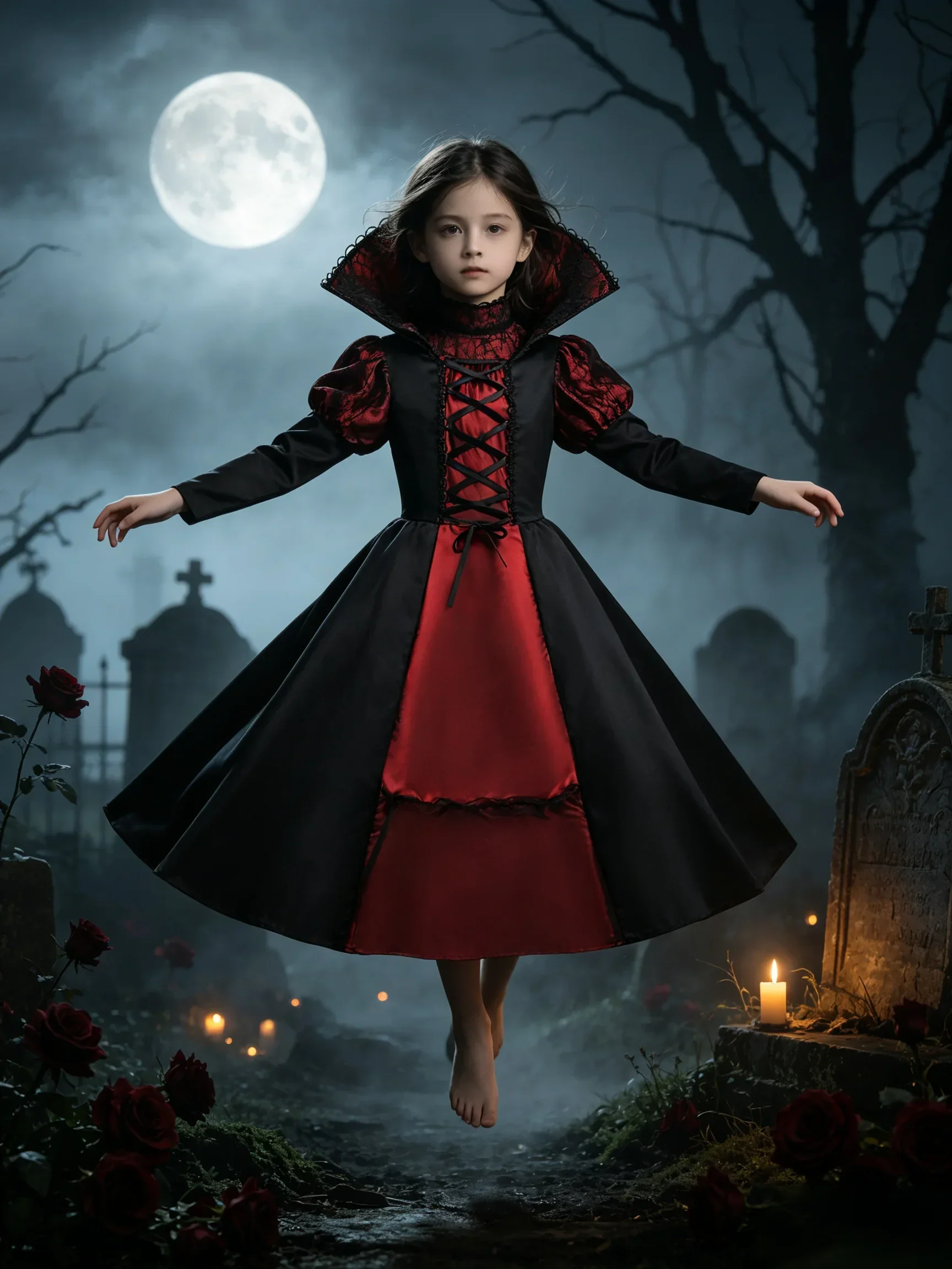 Kinder-Vampir-Geisterbraut-Kostüm für Mädchen Böses Terror-Vampir-Kostüm Halloween-Karneval-Themenparty-Kleidung – Detail 10