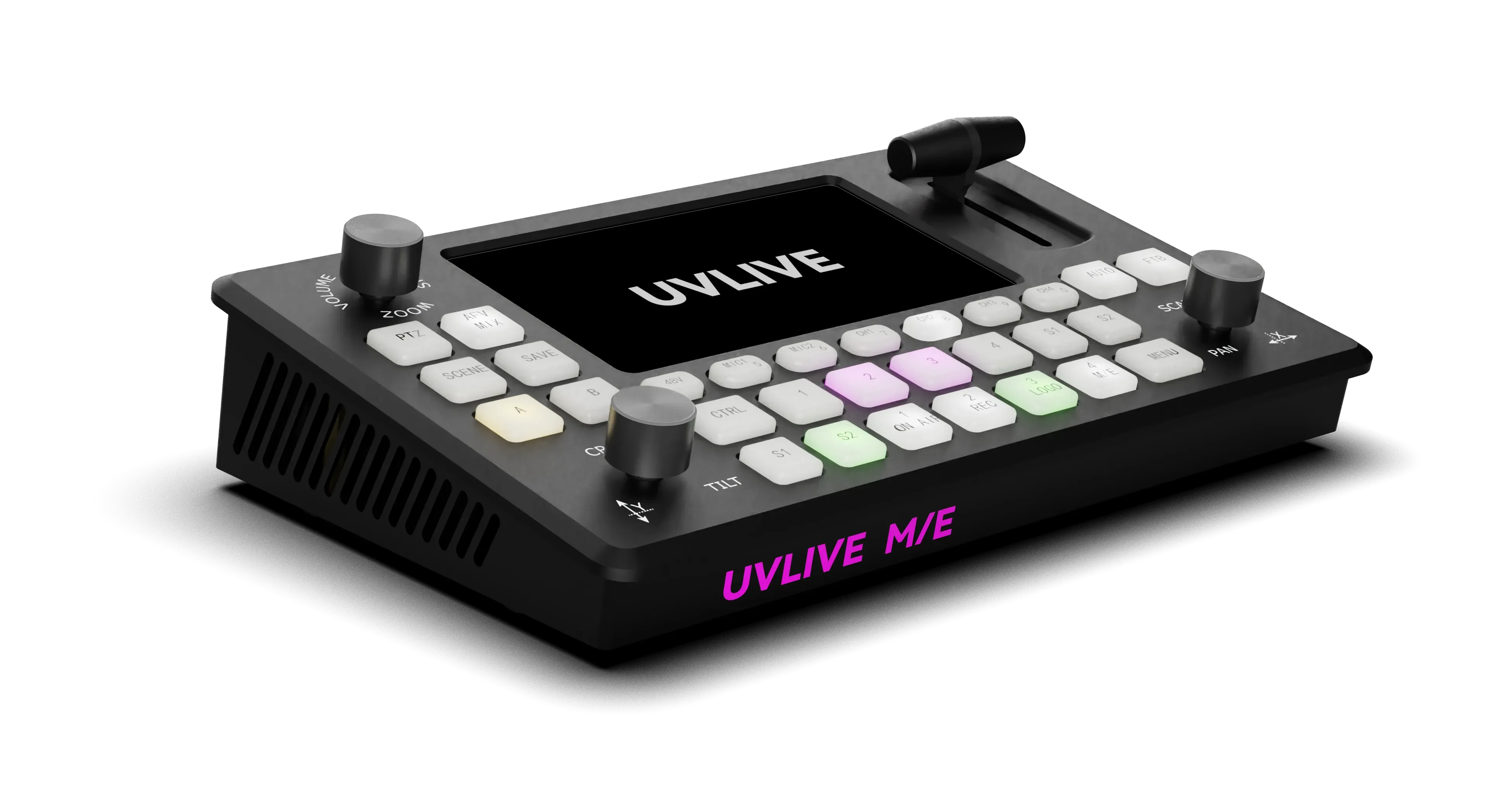 UVLIVE M/E Video Switcher Dual Channel Mixer Multifunctional Live Streaming Switcher Portable HDMI-Campatib