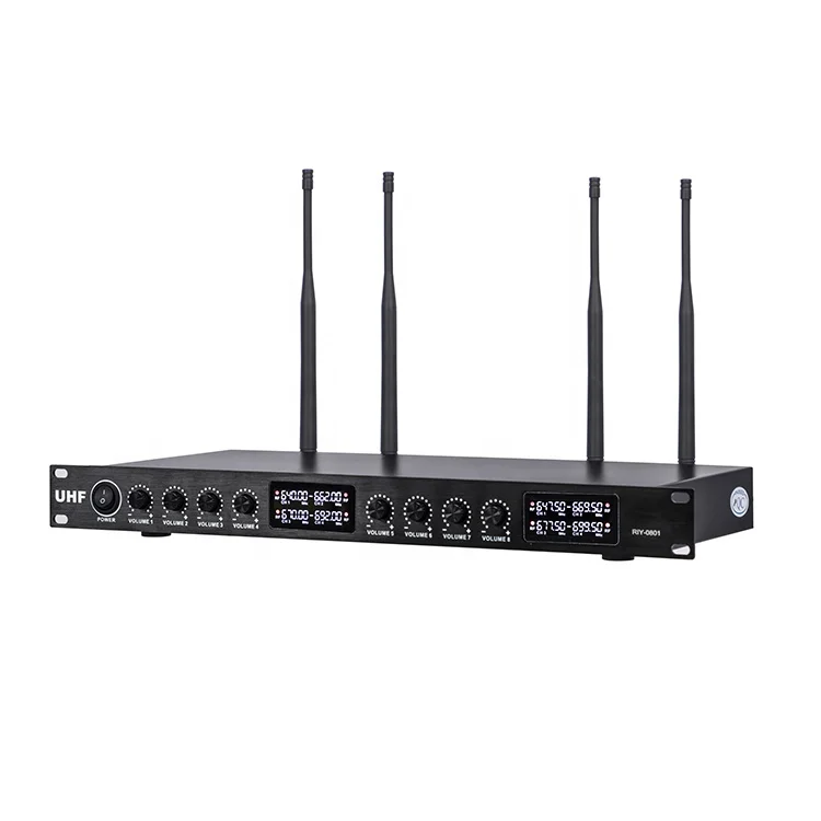 RIY-0801 Professional Wireless Microphone System Eight-Channel Wireless Mic for Church Singing