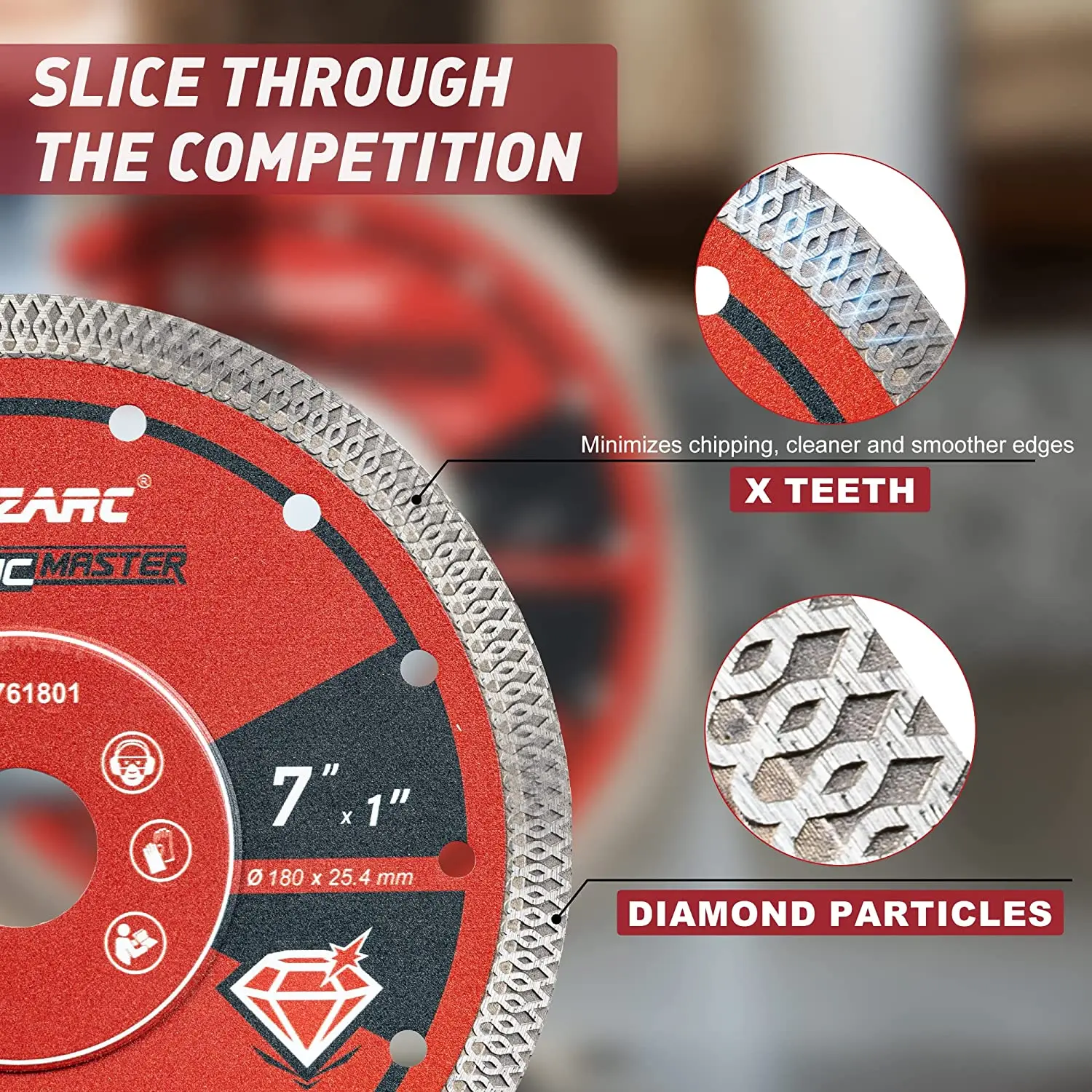 EZARC 7/10 Zoll 1PC Diamant-Sägeblatt, superdünne Diamant-Keramik-Sägeblätter trocken oder nass für Marmor, Keramikfliesen und Porzellan